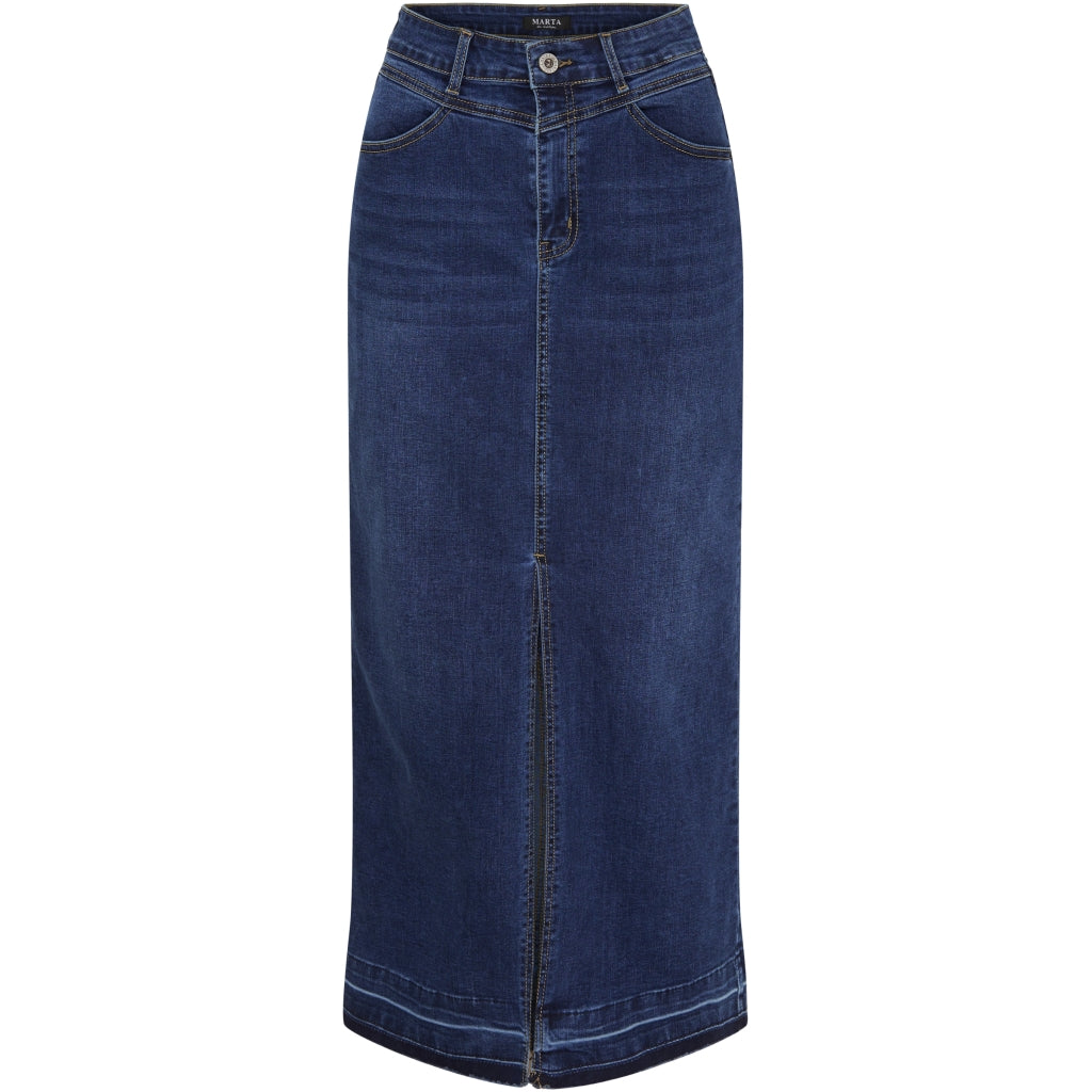 Lang denim nederdel med slids fra Marta Du Chateau