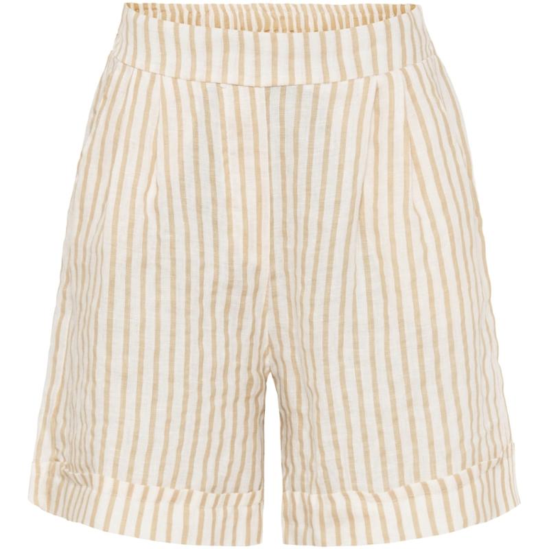 Stribede Hørshorts til Dame - Beige fra Marta Du Chateau