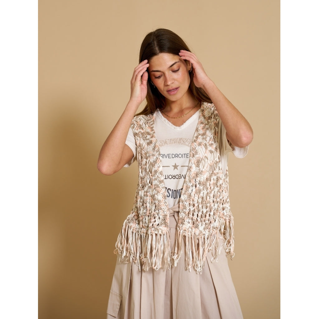 Dame Vest 473   Multi Beige fra Marta Du Chateau