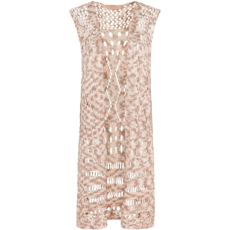 Lang strikket vest i beige fra Marta Du Château - Udsalg!
