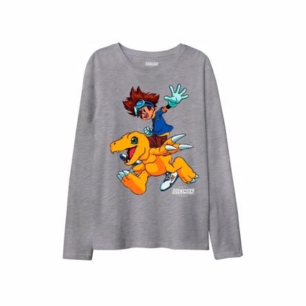 Digimon Langærmet Bluse i Grå Melange fra Name It