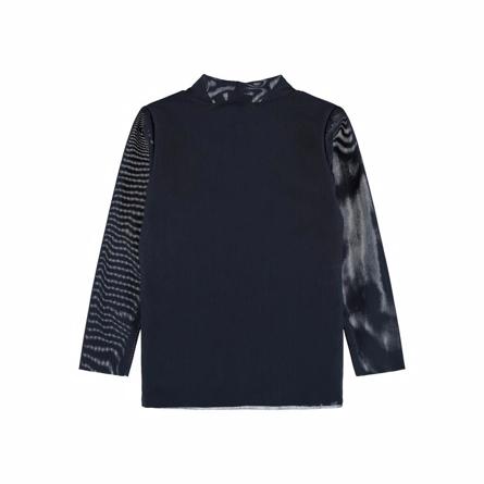 Elegant mesh bluse i mørk safir fra Name It