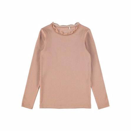 Modal Bluse med Blondekant Freya - Cafe Au Lait