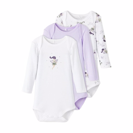 3 Pak Body Langærmet Orchid Petal fra Name It