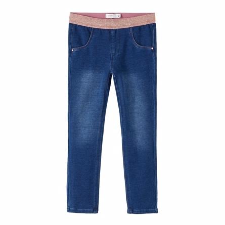 Sweat Denim Leggings Salli Rosa Glitter fra Name It