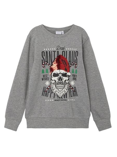 Jule Sweatshirt Rekir Grey med juleprint fra Name It