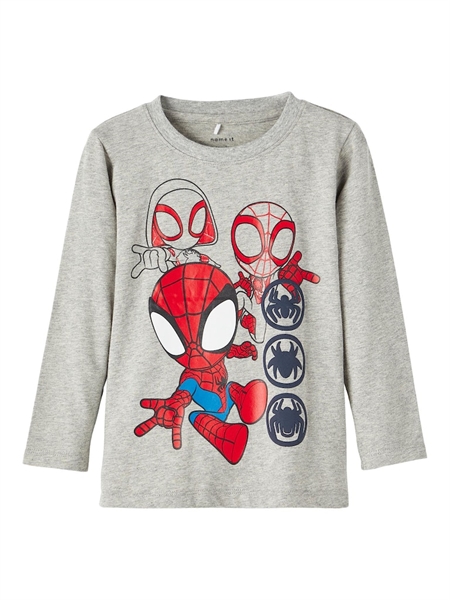 Spider Man Bluse Ovei i Grå Melange fra Name It