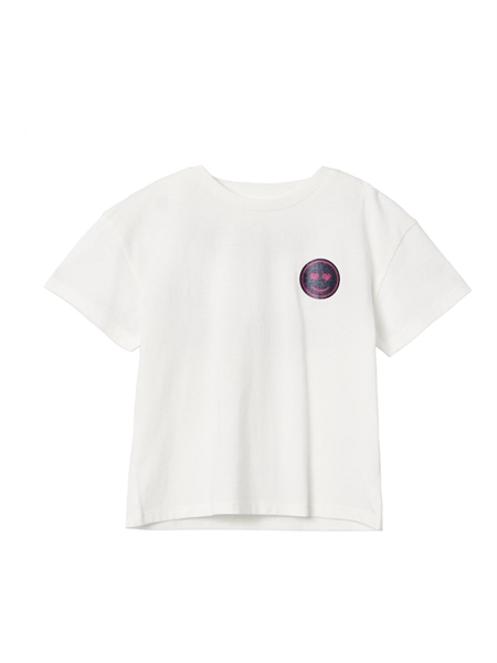Sej kortærmet t-shirt med smiley print - Kaluna White