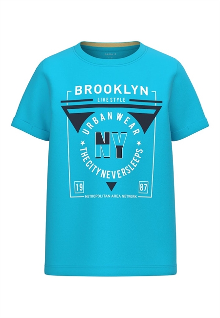 Mega sej kortærmet t-shirt med tekst - Blue Atoll