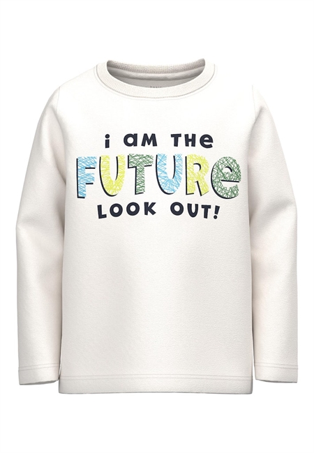Sej langærmet bluse med print til drenge - Vux White Alyssum