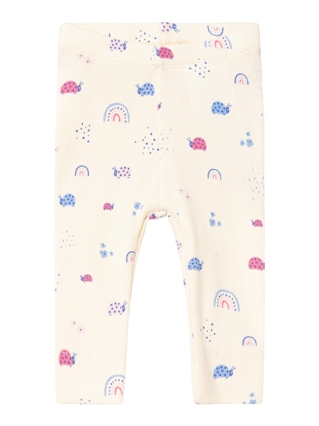 Mariehøne Rib Leggings Nanine Buttercream fra Name It