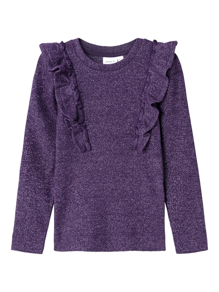 Glimmer Rib Strik Bluse Renza Blackberry Cordial fra Name It