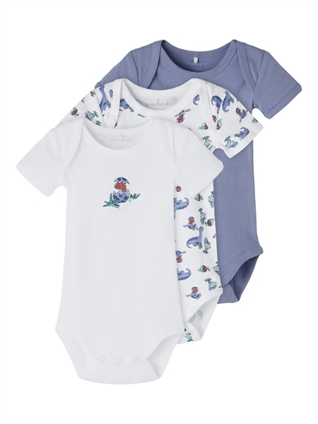 3 Pak øko Body Kortærmet Dino Wild Wind fra Name It