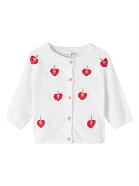 Jordbær Cardigan Juna Bright White fra Name It