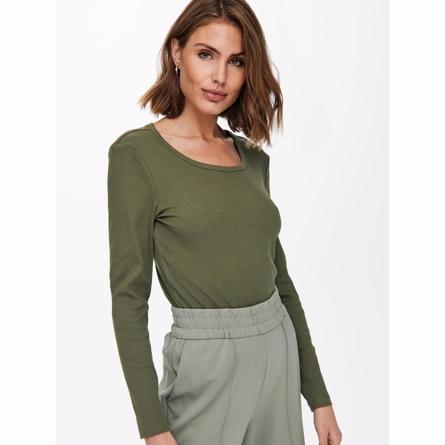 Basis Top Linea Kalamata fra ONLY - Grøn Bluse med Lange Ærmer
