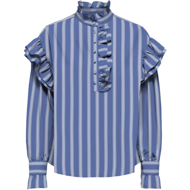 Smuk damebluse med flæser fra Only - Wedgewood White