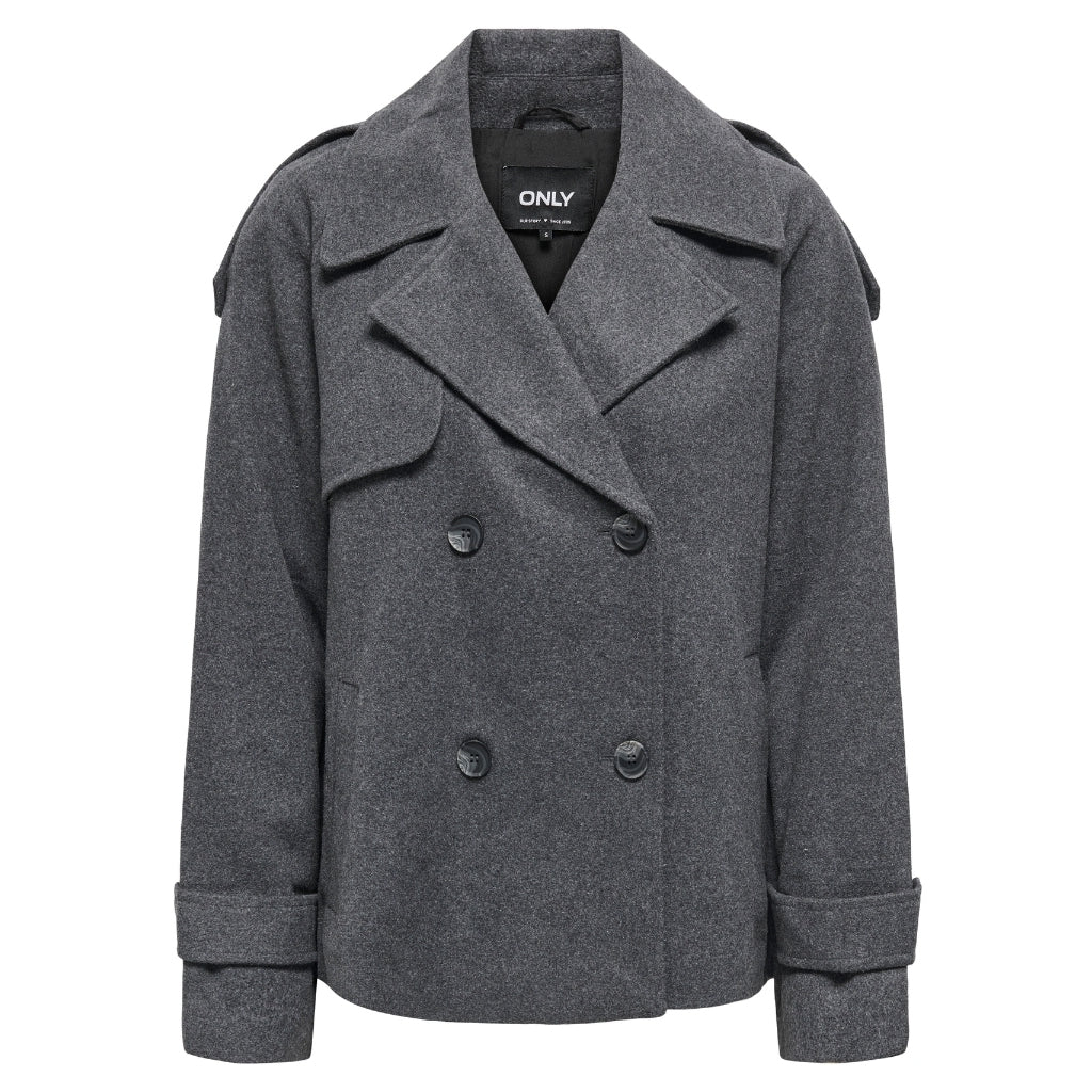Dame Jakke Onlmaisy   Dark Grey Melange Black Lining fra Only
