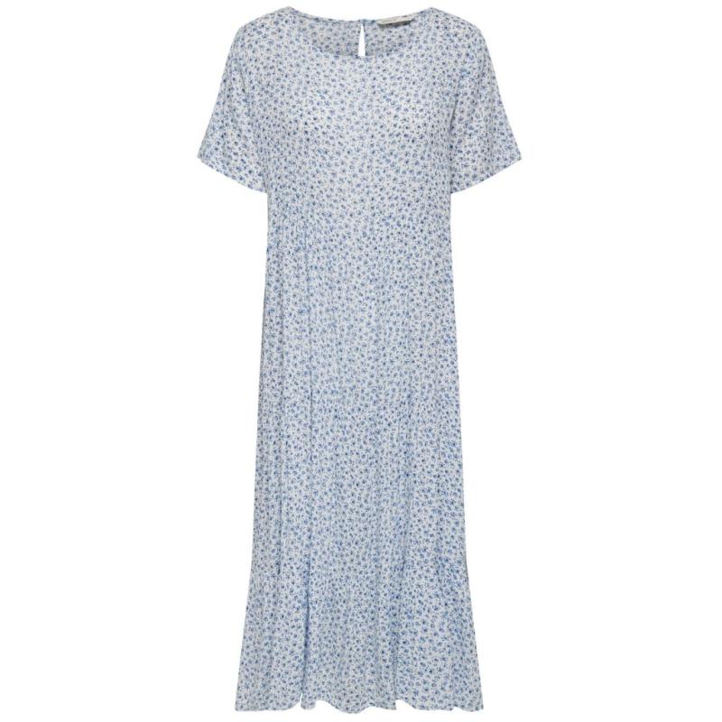 Dame Kjole Onlmaya   Cloud Dancer Johanne Blue Ditsy fra Only