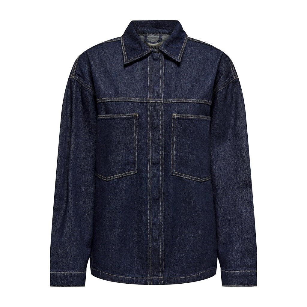 Dame Skjorte Onlemmie   Dark Blue Denim fra Only
