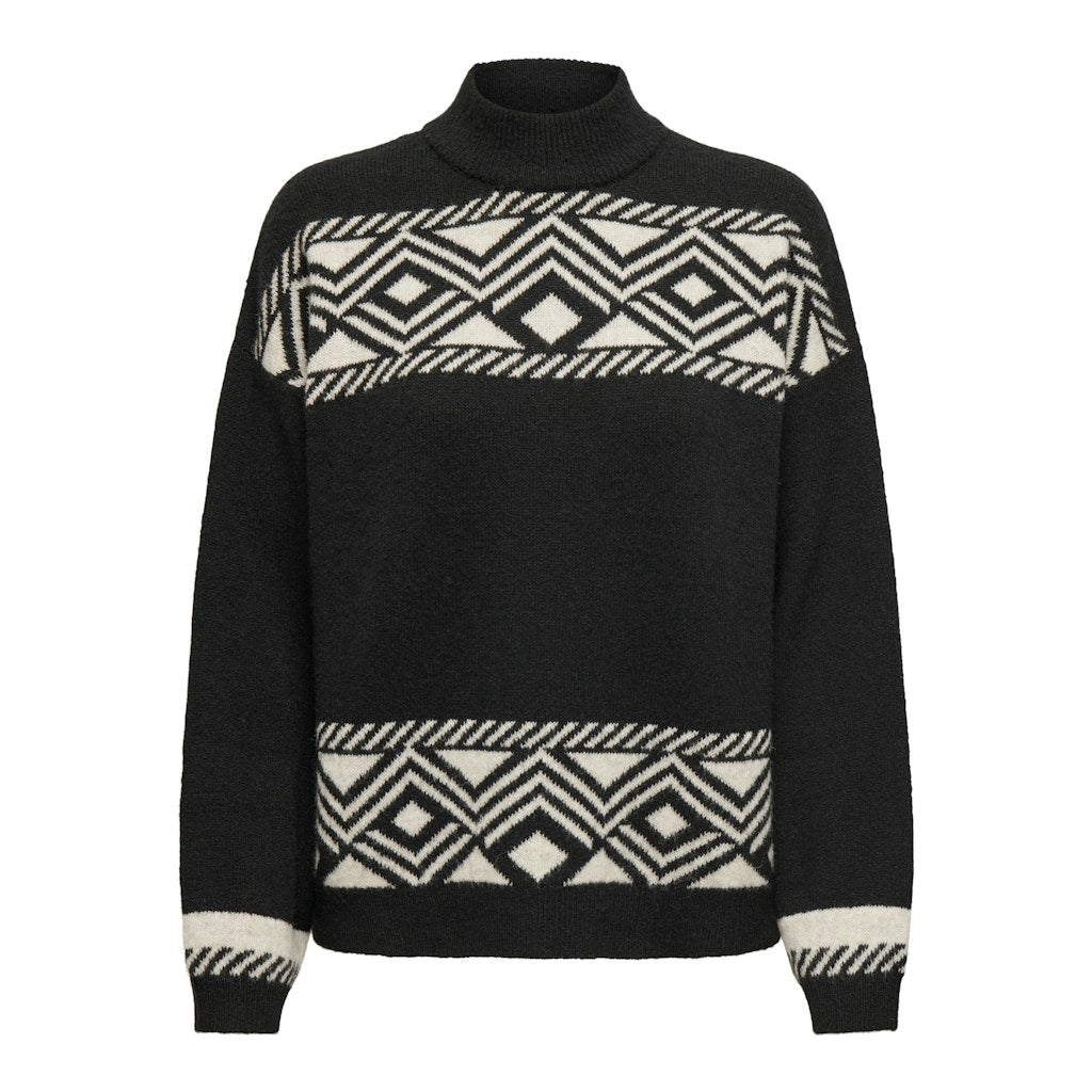 Dame Strik Onlvictoria   Black Pumice Stone Jacquard fra Only