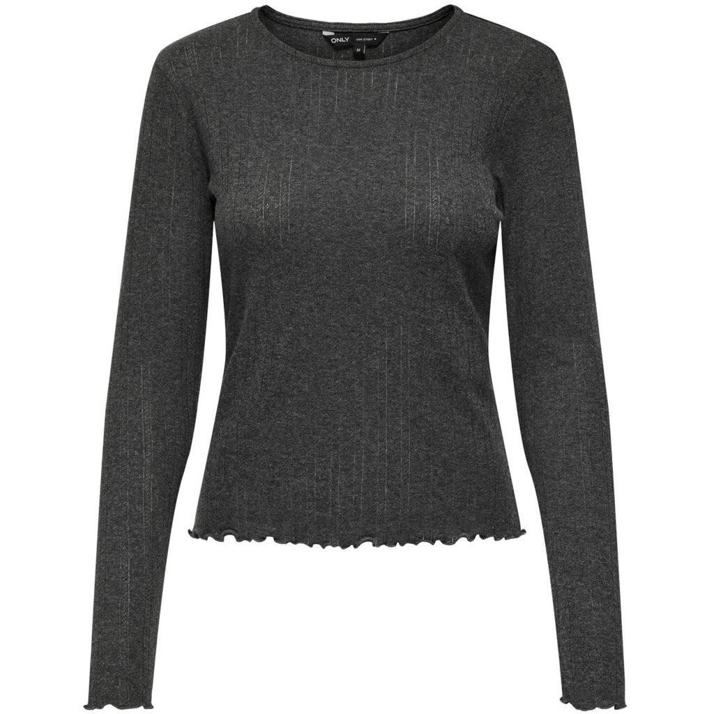Dame Top Onlcarlotta Dark Grey Melange fra Only