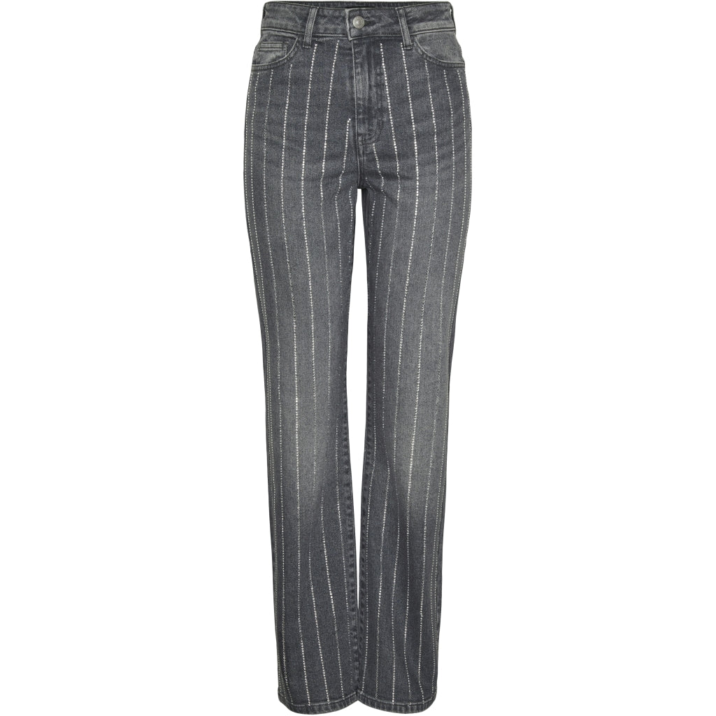Dame Bukser Pcsiffi   Grey Denim Rhinestone fra Pieces