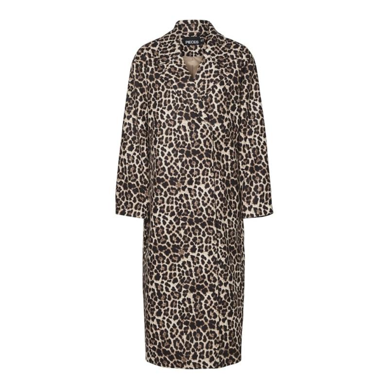 Sej leopardprint jakke fra Pieces - Black Leo tilbud!