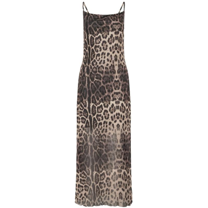 Smuk leopardkjole med spagettistropper fra Pieces