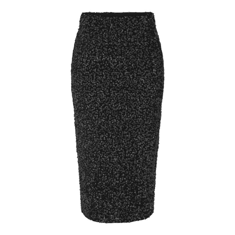 Dame Nederdel Pckam Black Black Sequins fra Pieces