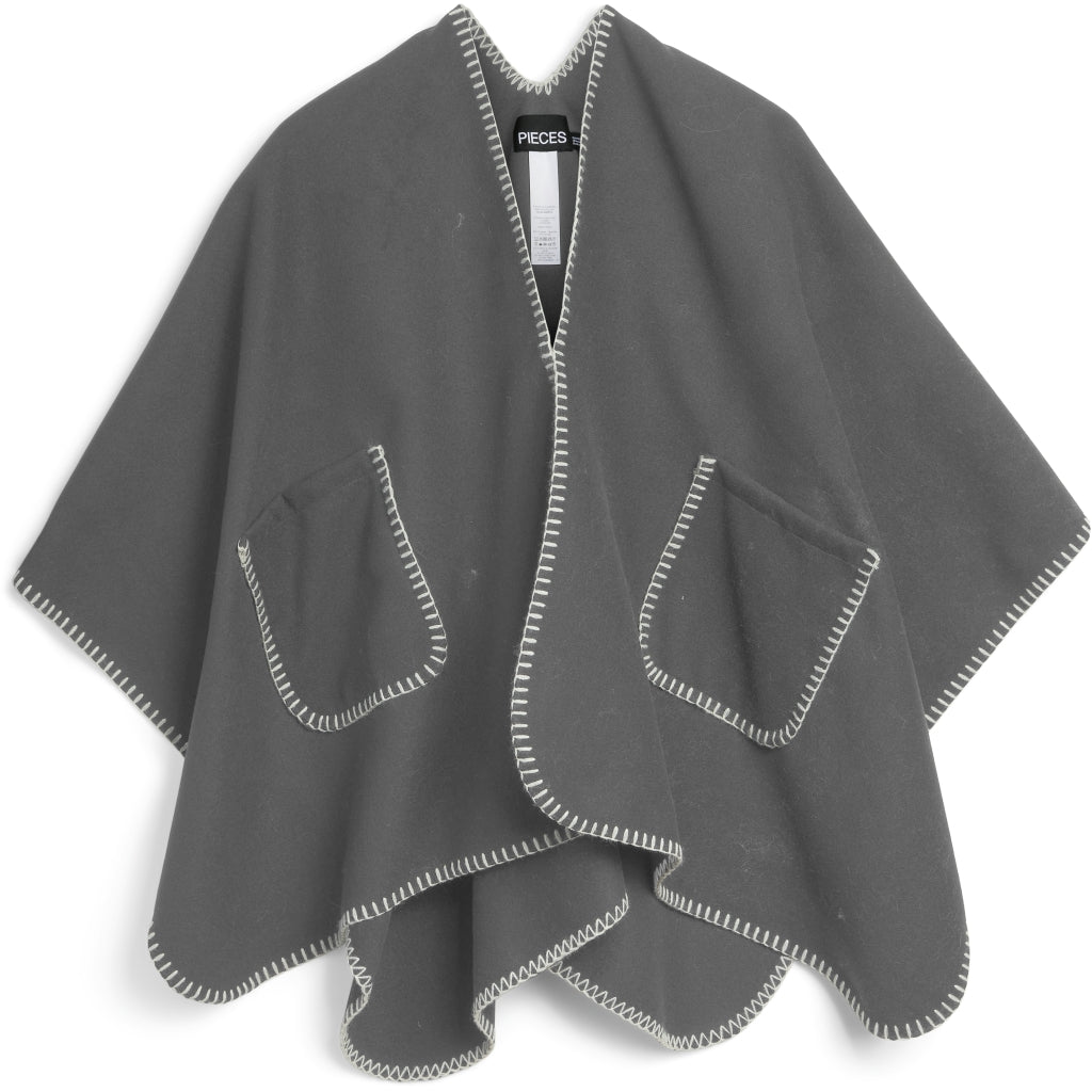 Dame Poncho Pcnadja   Medium Grey Melange fra Pieces