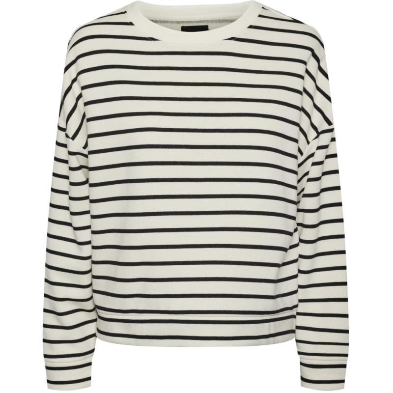 Dame Sweatshirt Pcchilli   Cloud Dancer Black fra Pieces