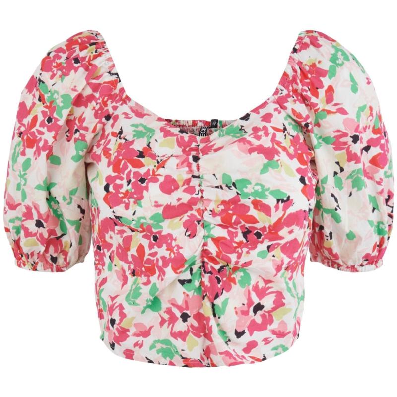 Dame Top Pcshadow   Fuchsia Purple Flowers fra Pieces