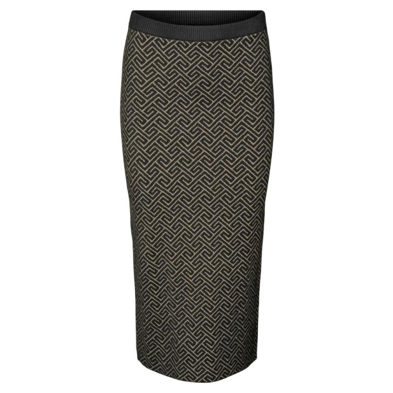 Dame Nederdel Vmaria   Black W. Silver Mink Grafic Print fra Vero Moda