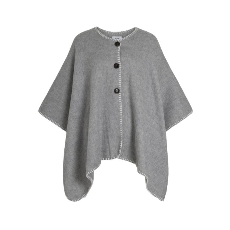 Elegant Dame Poncho i Lys Grå Melange fra Vila