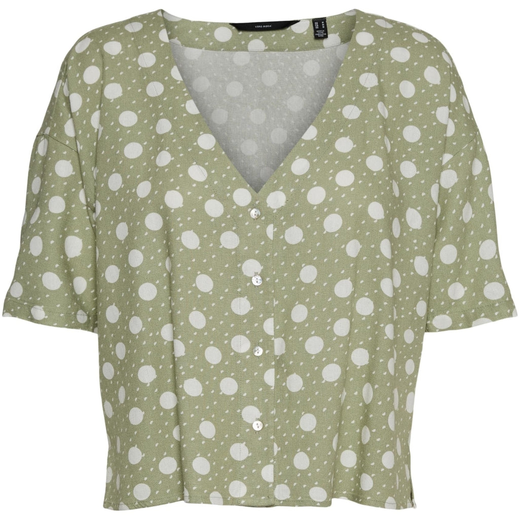 Dame Bluse Vmjesmilo   Desert Sage Snow White Dots fra Vero Moda