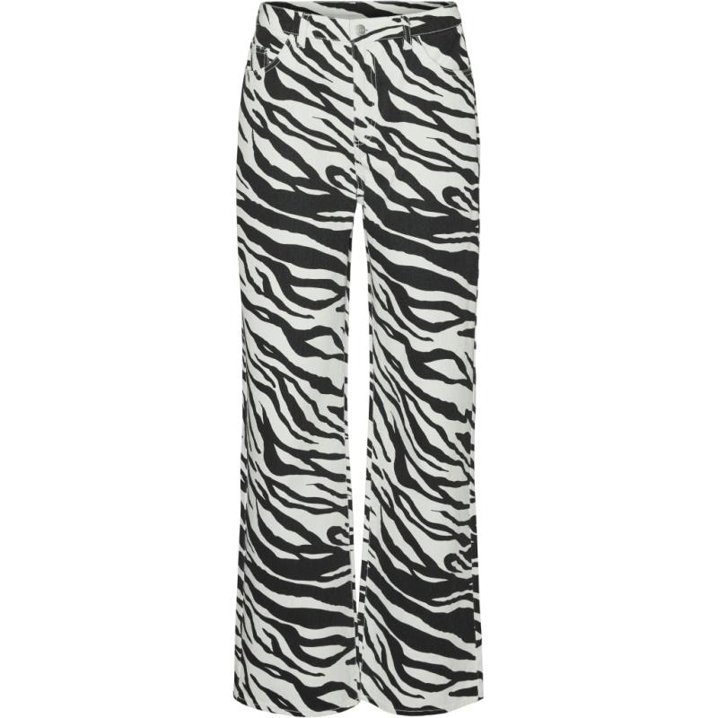 Dame Jeans Vmtessa   Bright White Black Z Ebra fra Vero Moda