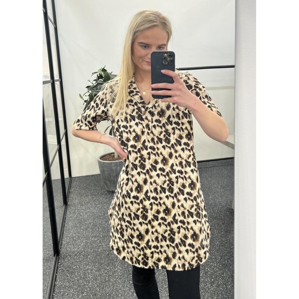 Dame Kjole Vmella   Birch Black Brown Leo fra Vero Moda