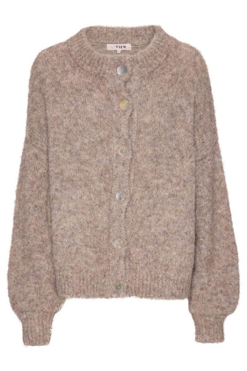 A View   Cardigan   Patrisia Solid Knit Cardigan   Light Brown fra A-view
