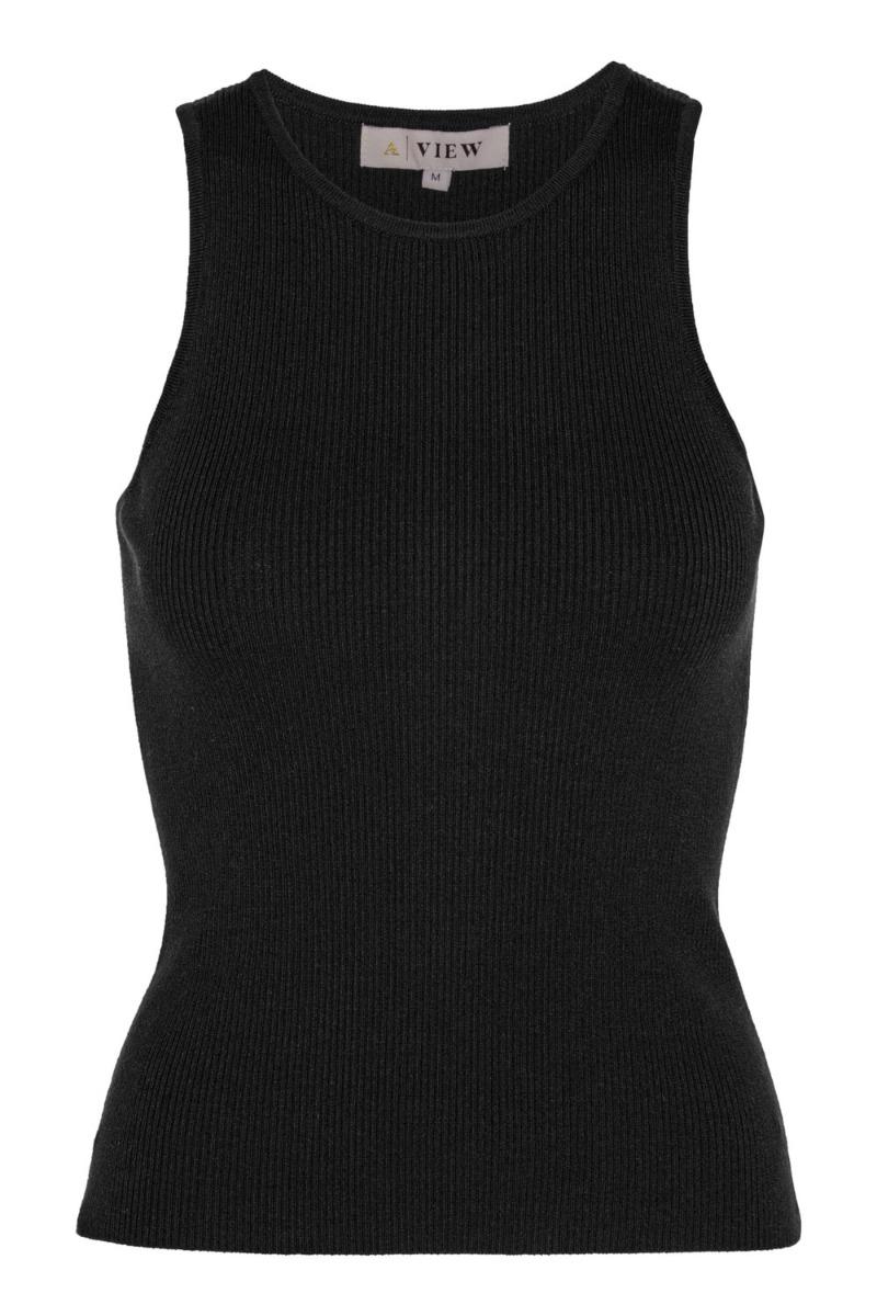 A-View Ribstrikket Tanktop i Sort - Halloween Tilbud!