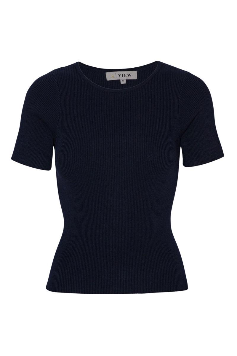 A-View T-shirt med ribstrik - Sort Halloween Tilbud
