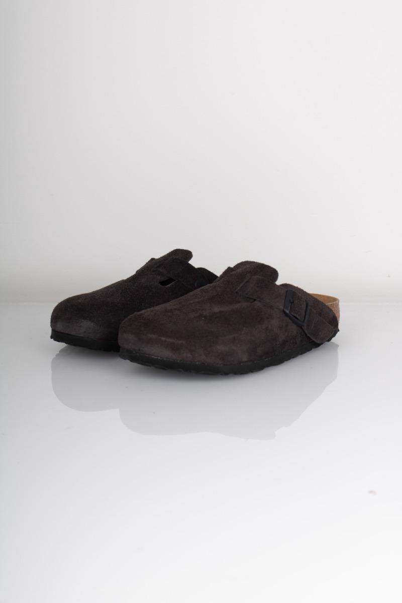 Birkenstock Boston Suede Sandaler i Mørkegrå Ruskind