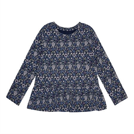 Peplum Bluse Blå Eventyrblomster fra Birkholm