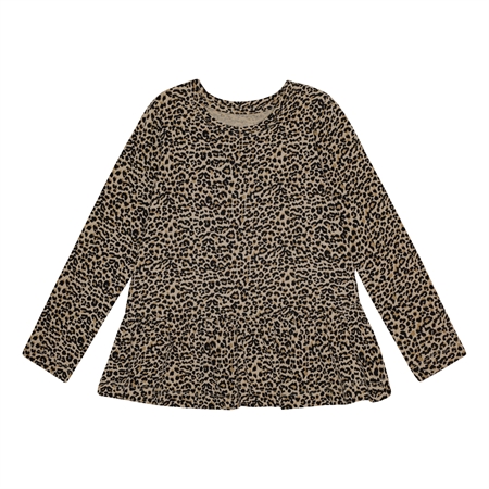 Peplum Bluse Leopard Brun fra Birkholm