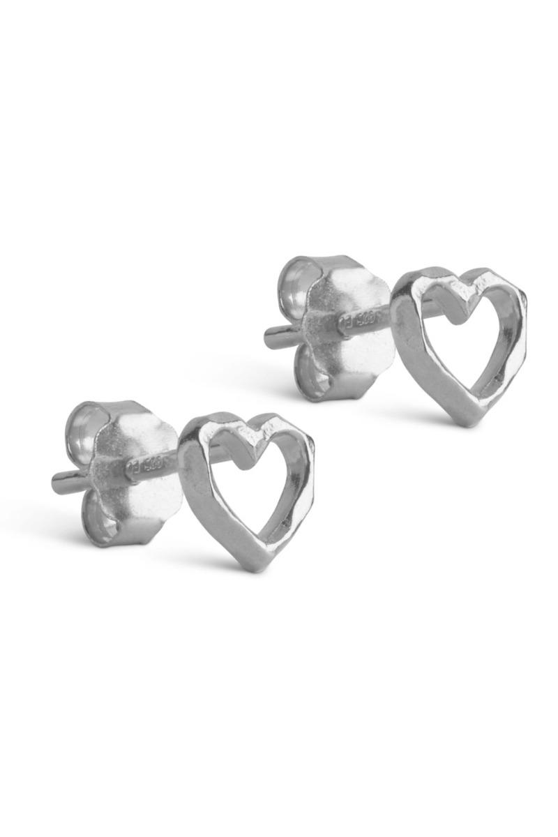 Øreringe Studs Organic Heart i Sølv - Valentinsdag Tilbud