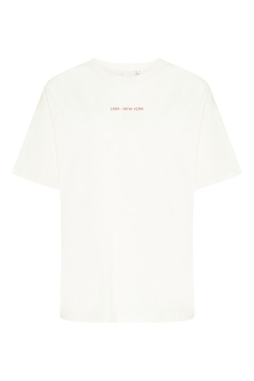 Oversized T-shirt med New York tryk i Racing Red fra Ichi