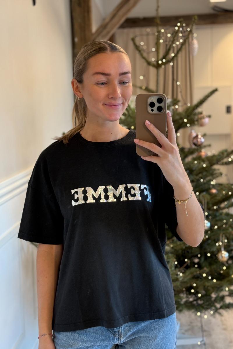 T Shirt   Ih Moey Ss   Black fra Ichi