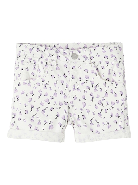 Blomstrede Denim Shorts Rose Bright White fra Name It