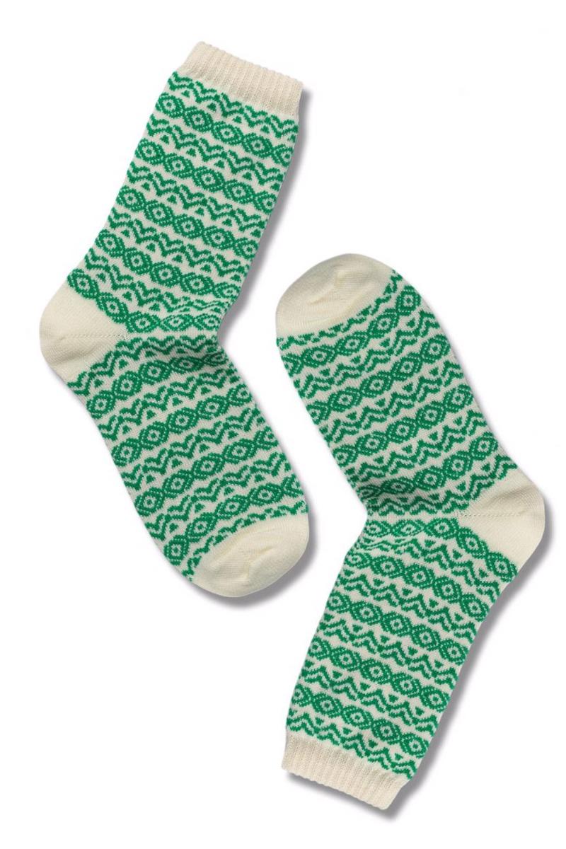 â¤ï¸ Oroblu   Strømper   Note Woman Wool Pattern   Off White Bright Green fra Oroblãº