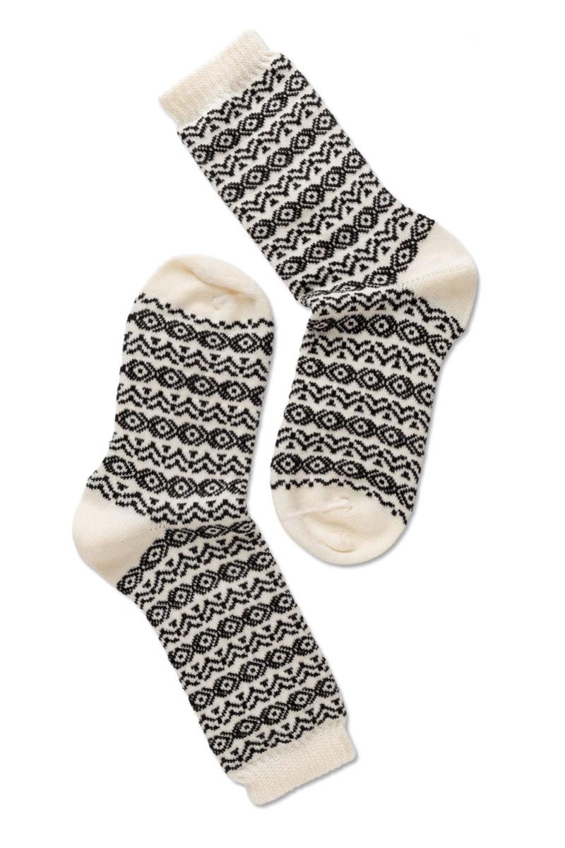Oroblu   Strømper   Note Woman Wool Pattern   Off White Black fra Oroblãº