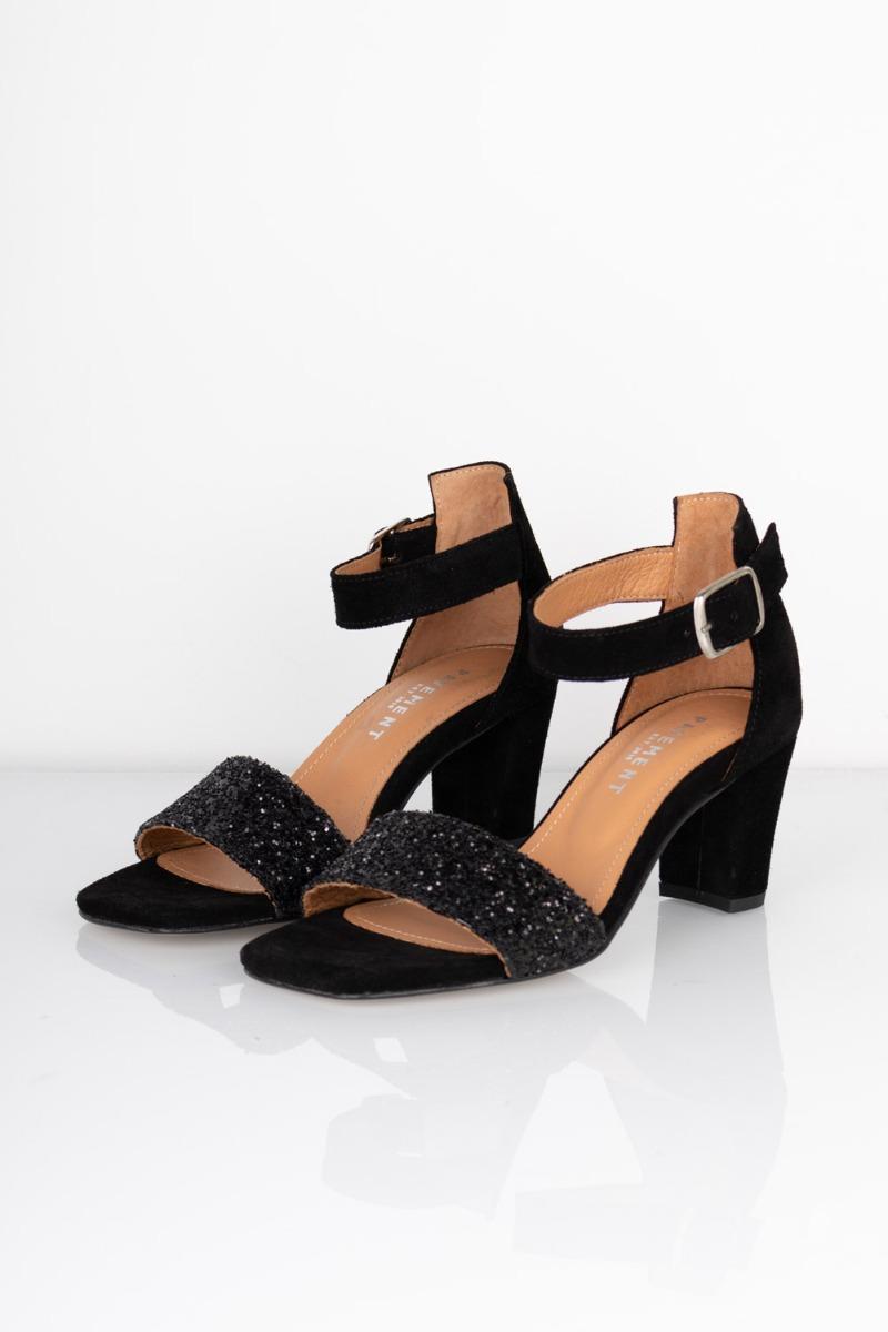 Stiletter   Lykke Two Tone   Black Suede Black Glitter fra Pavement